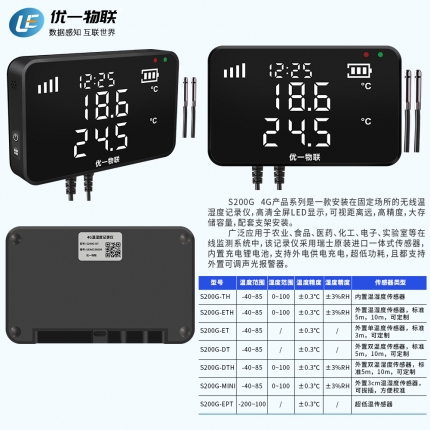 S200G-DT 4G無線雙溫度記錄儀